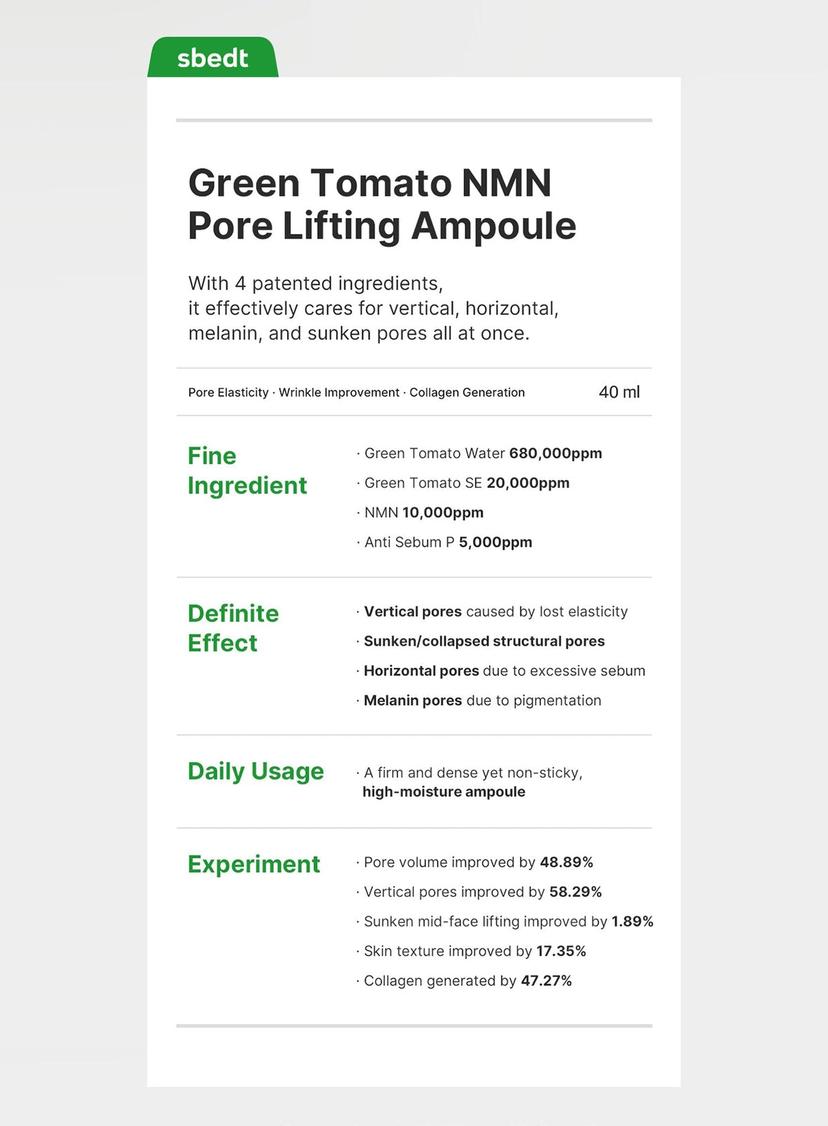Green Tomato NMN Pore Minimizing Ampoule (40ml)