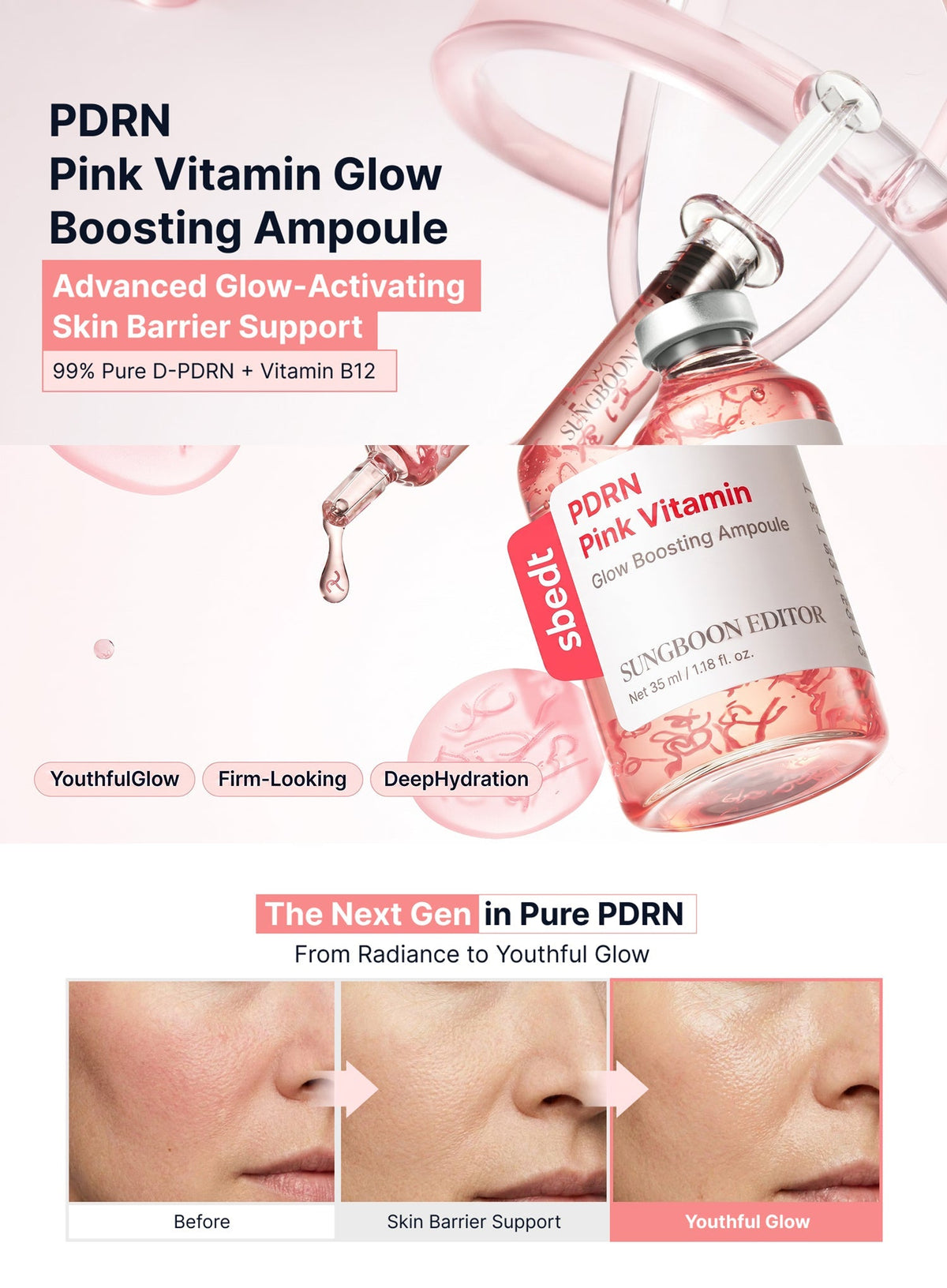 PDRN Pink Vitamin Glow Boosting Ampoule (35ml)