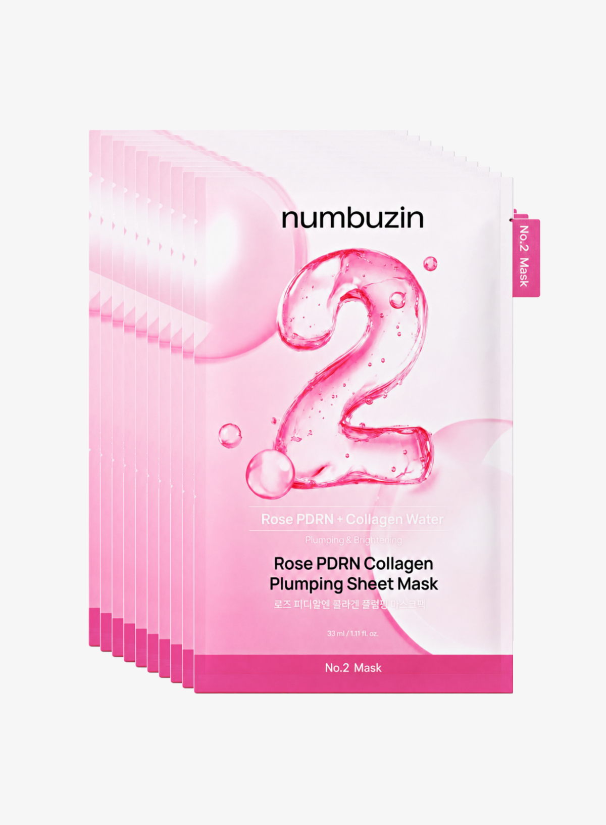 No.2 Rose PDRN Collagen Plumping Sheet Mask 10 Set (1ea / 33ml)*10ea