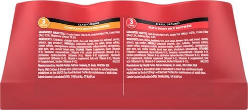 Purina ONE Wet Dog Food Variety Pack, Classic Ground, (6) 13 oz Cans | Two ground entrees, Chicken & Brown Rice and Beef & Brown Rice, with complete and balanced adult nutrition and no fillers