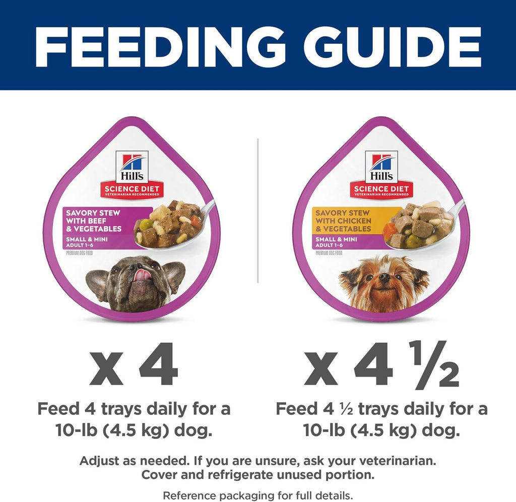 Hill's Science Diet Adult 1-6 Small & Mini Wet Dog Food Variety Pack | #1 Veterinarian Recommended, Chicken & Vegetables, Beef & Vegetables, 3.5 oz. Trays, 12-Pack