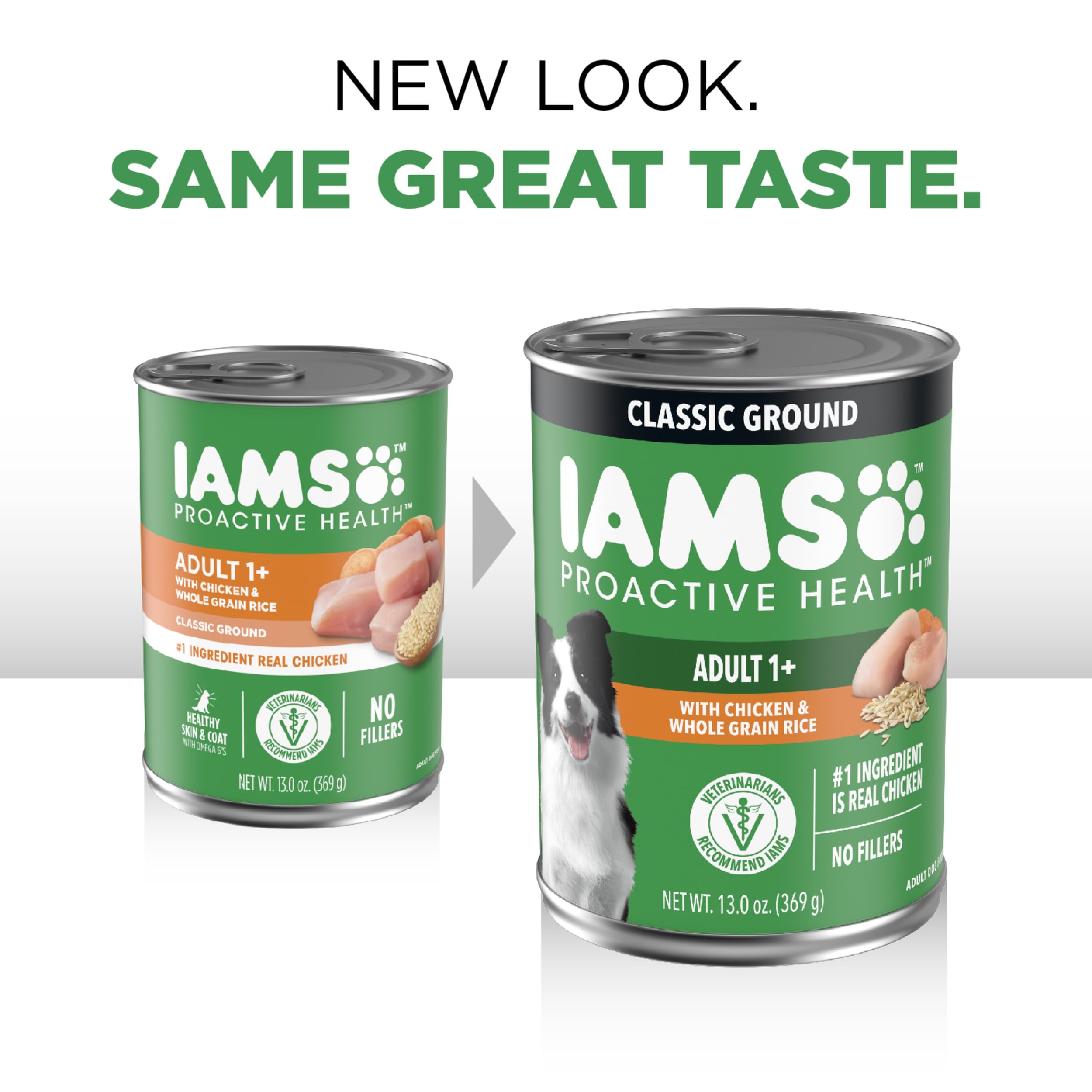 IAMS Proactive Health Ground Wet Dog Food, Lamb & Rice, 13 oz, 6-Pack | Real lamb, supports whole-body health, Omega-6 for skin & coat, no fillers or artificial flavors, 100% complete & balanced