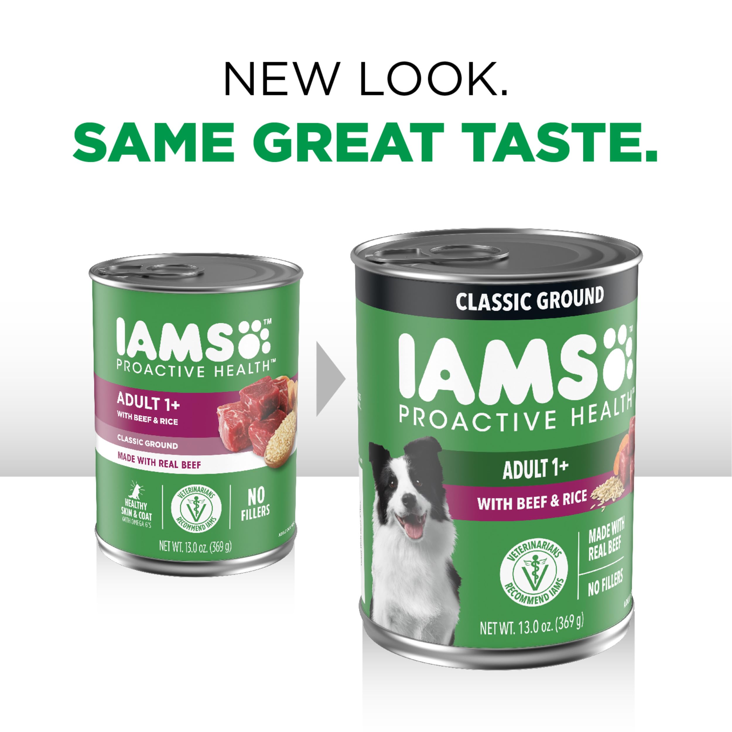 IAMS Proactive Health Ground Wet Dog Food, Lamb & Rice, 13 oz, 6-Pack | Real lamb, supports whole-body health, Omega-6 for skin & coat, no fillers or artificial flavors, 100% complete & balanced
