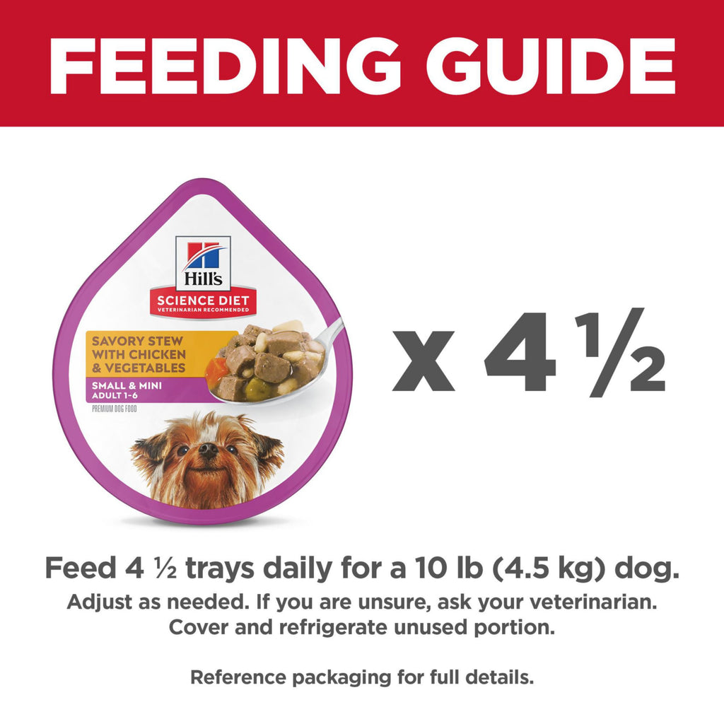 Hill's Science Diet Adult 1-6 Small & Mini Wet Dog Food Variety Pack | #1 Veterinarian Recommended, Chicken & Vegetables, Beef & Vegetables, 3.5 oz. Trays, 12-Pack