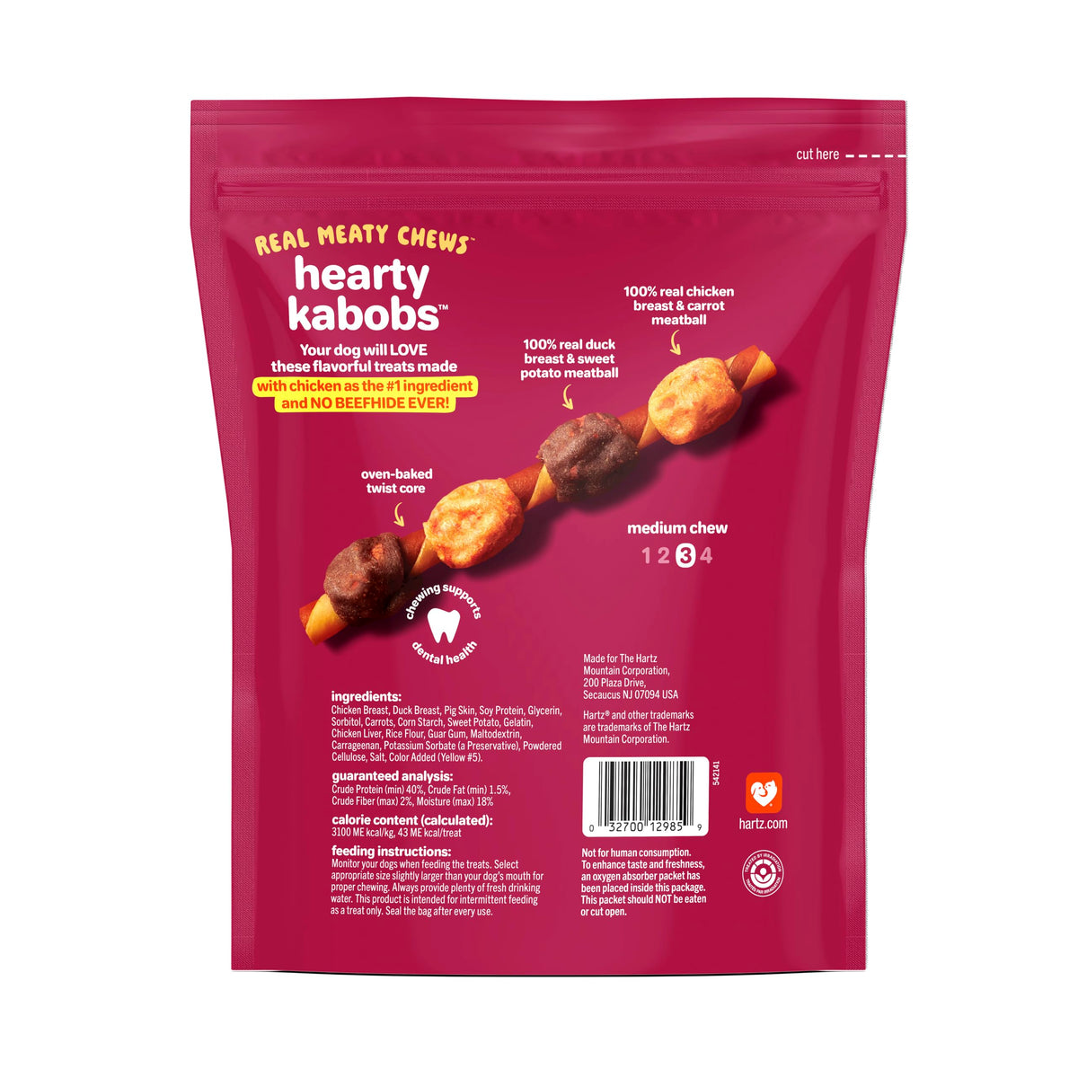 Oinkies Hearty Kabobs Rawhide‑Free Dog Treats, 18 Count