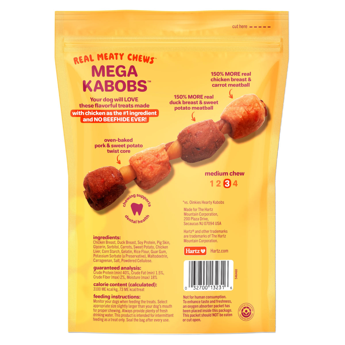 Oinkies Hearty Kabobs Rawhide‑Free Dog Treats, 18 Count