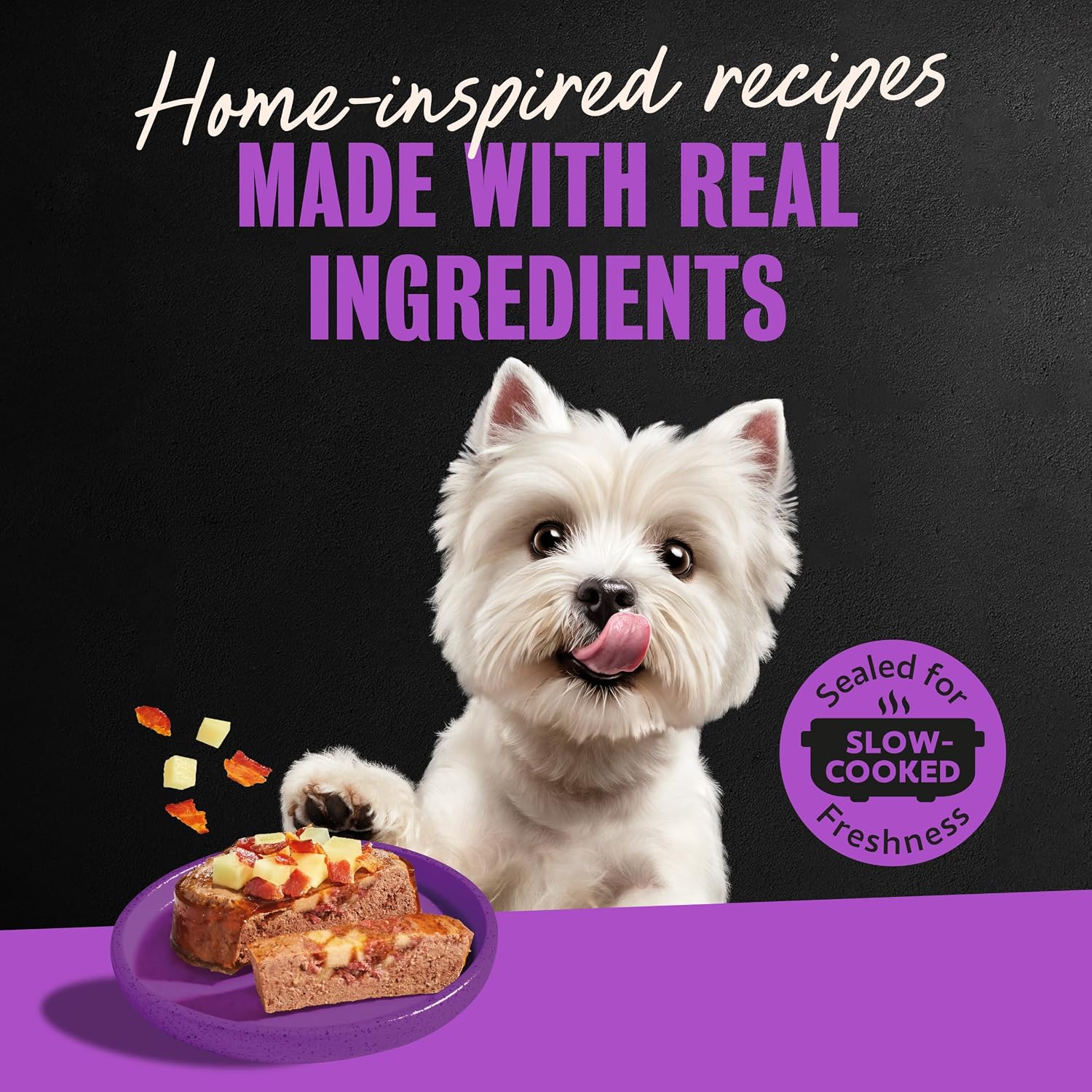 Cesar Loaf & Topper Wet Dog Food, Ham & Egg Flavor, 3.5 oz, 24 Count | Pork #1 ingredient, easy to digest, no fillers or added sugar, use as meal or food topper, easy peel trays
