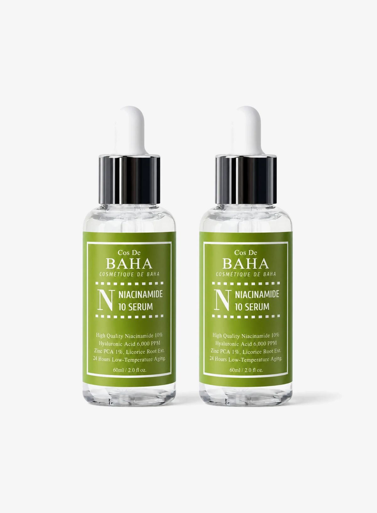 Niacinamide 10% Zinc PCA 1% Licorice Extract Hyaluronic Acid Serum Duo Set (60ml*2ea) (N60)